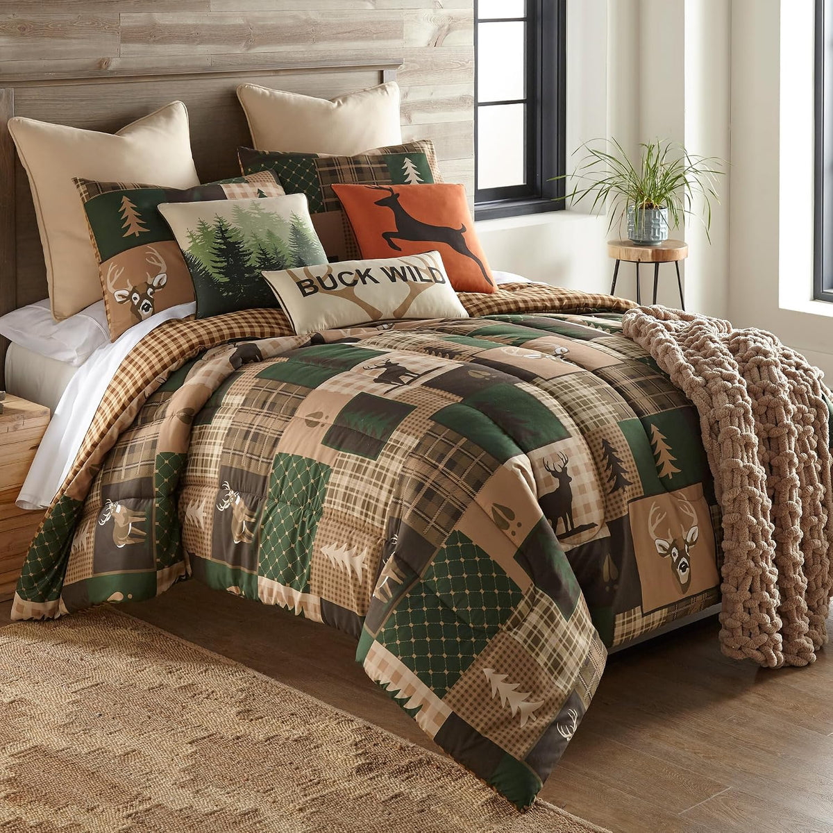 Donna Sharp Green Forest-King Comforter Set, Measures 104 x 96, Includes 1 Comforter and 2 Standard Shams, Machine Washable