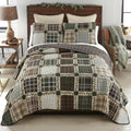 Donna Sharp Twin Bedding Set - 2 Piece - Pine Patch Cotton Quilt and One Standard Size Pillow Sham - Machine Washable - Perfect for Rustic Decor!