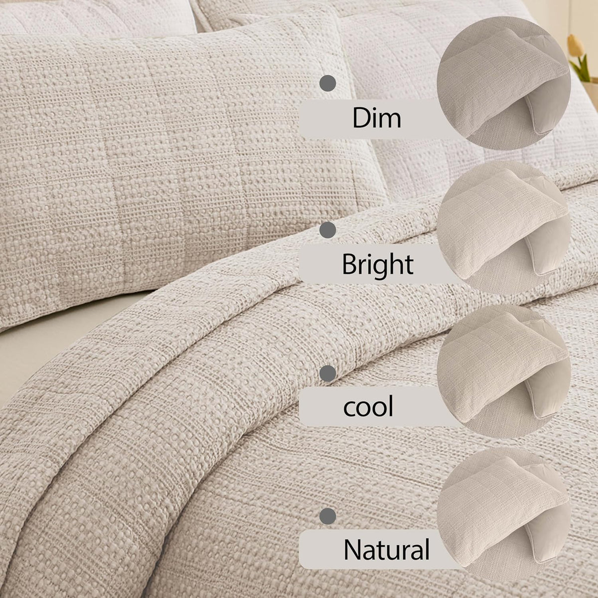 90x92 Queen Size Quilt Set with Pillow Shams Quilted Bedding Cover Ultra Soft Bedspread 3 Pieces Lightweight Soft Blanket for Home Decor,Khaki