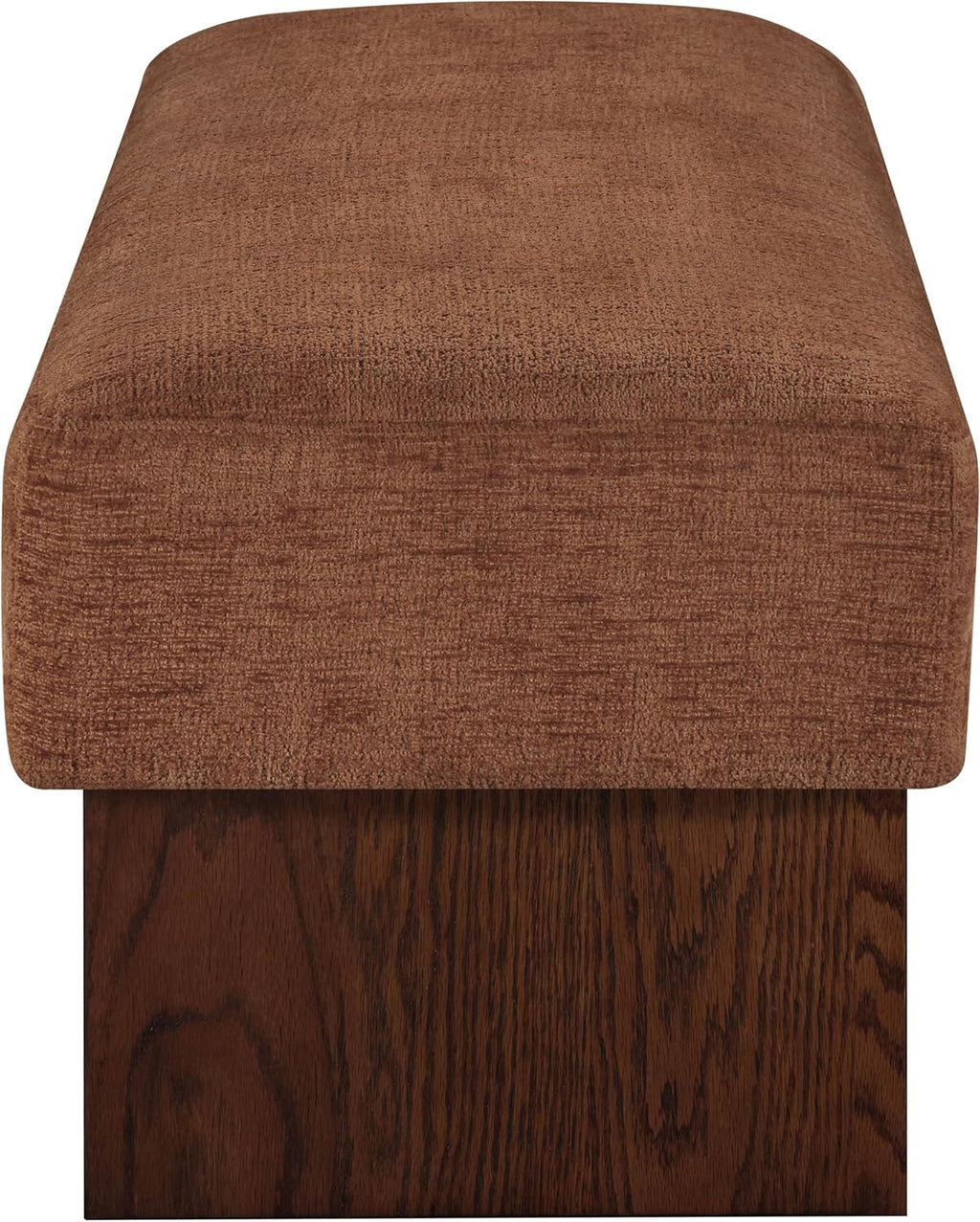 Meridian Furniture 22059Cognac Alora Collection Art Deco Bench with Soft Cognac Polyester Fabric, Brown Walnut Finish Solid Wood Frame, 60.5' W x 18' D x 18' H, Cognac