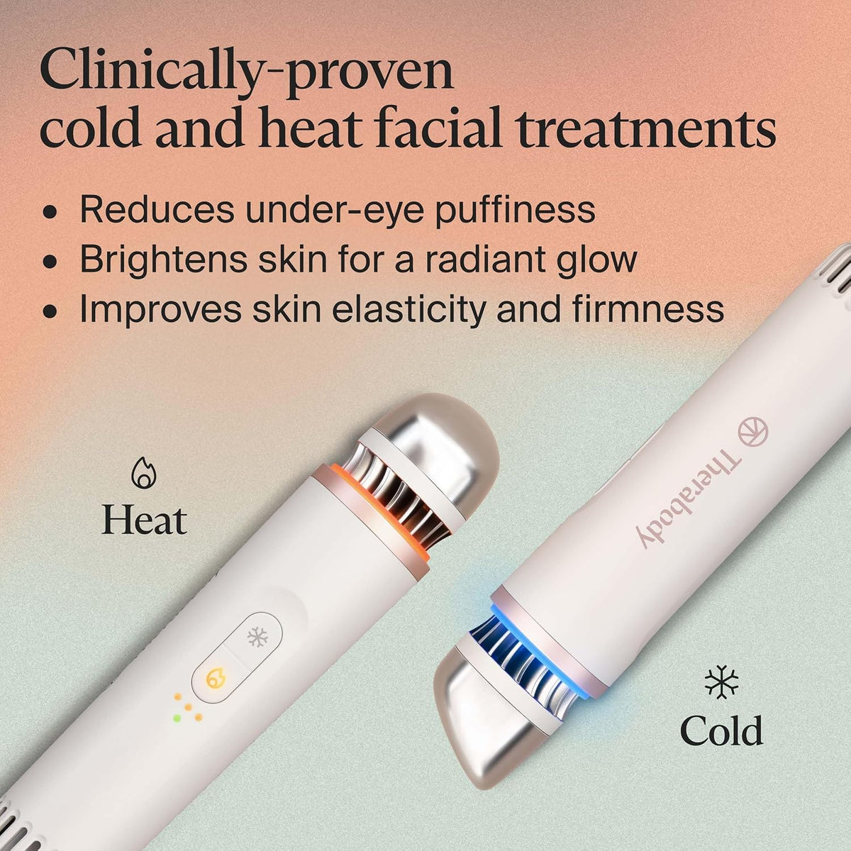 Therabody TheraFace Depuffing Wand – Cold and Heat Skincare Treatment to Depuff and Glow; Beauty Wand, Face Roller and Eye Massager for Eye Puffiness, Dark Circles and Skin Radiance (White)