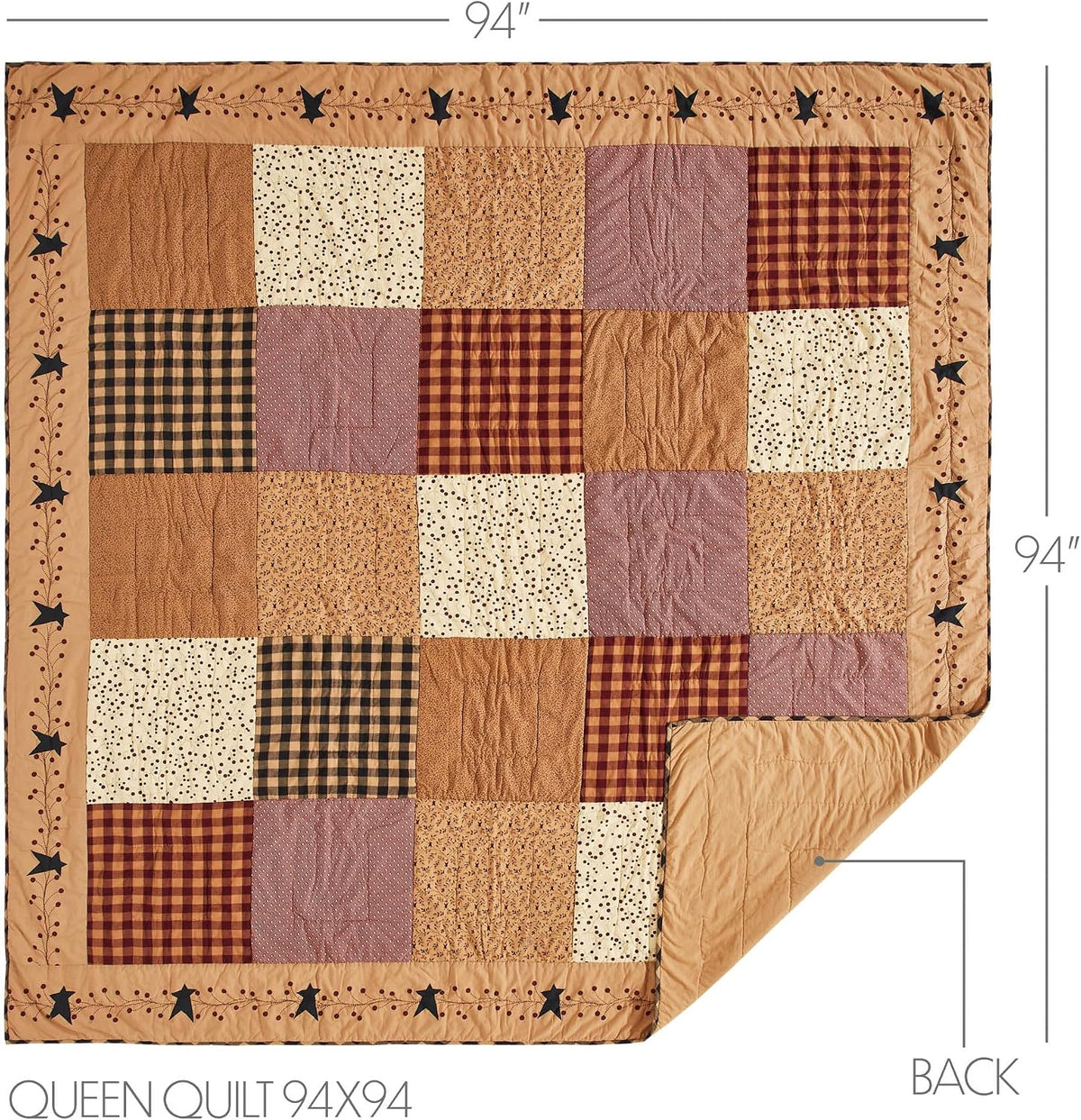 VHC Brands Pip Vinestar 3 Piece Quilt Set (1 Queen Quilt, 2 Standard Shams)
