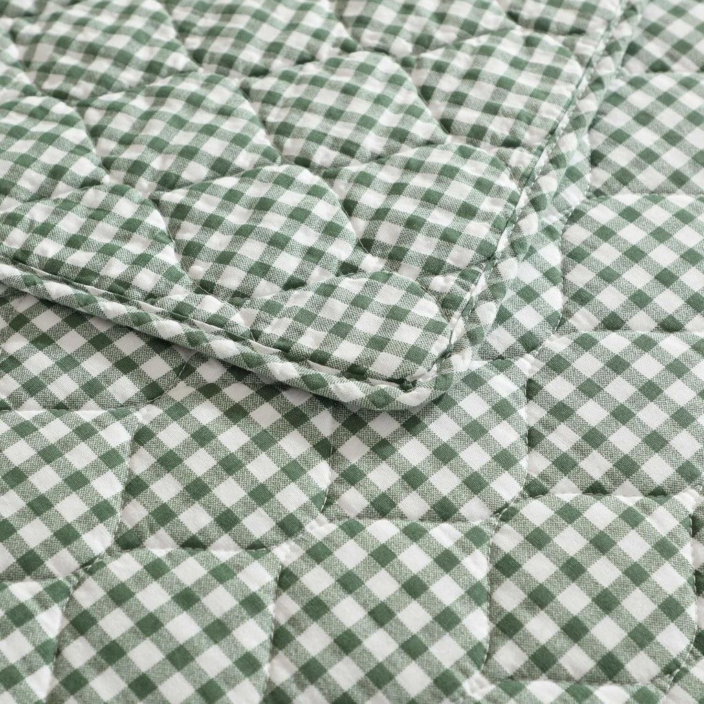 Laura Ashley - Full/Queen Quilt Set, Pre-Washed Cotton Bedding with Matching Sham, Lightweight for Year Round Use, Oeko-Tex Certified (Gracies Gingham Green)