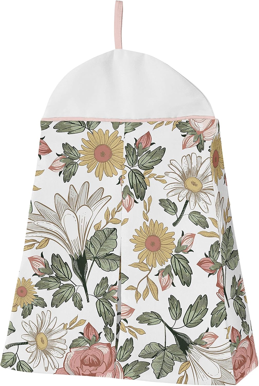 Sweet Jojo Designs Vintage Floral Boho Baby Girl Nursery Crib Bedding Set - 11 Pieces - Blush Pink, Yellow, Green and White Shabby Chic Rose Flower Farmhouse
