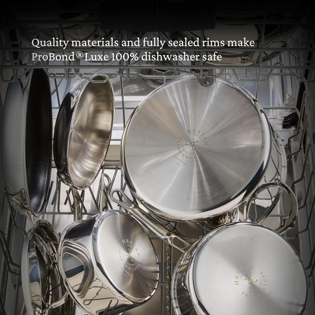 Hestan ProBond Luxe 9-Quart Polished Professional Clad Stainless Steel Rondeau with Lid
