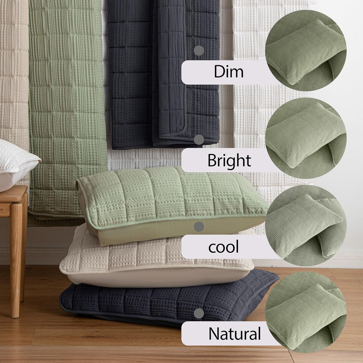 90x92 Queen Size Quilt Set with Pillow Shams Quilted Bedding Cover Ultra Soft Bedspread 3 Pieces Lightweight Soft Blanket for Home Decor,Green