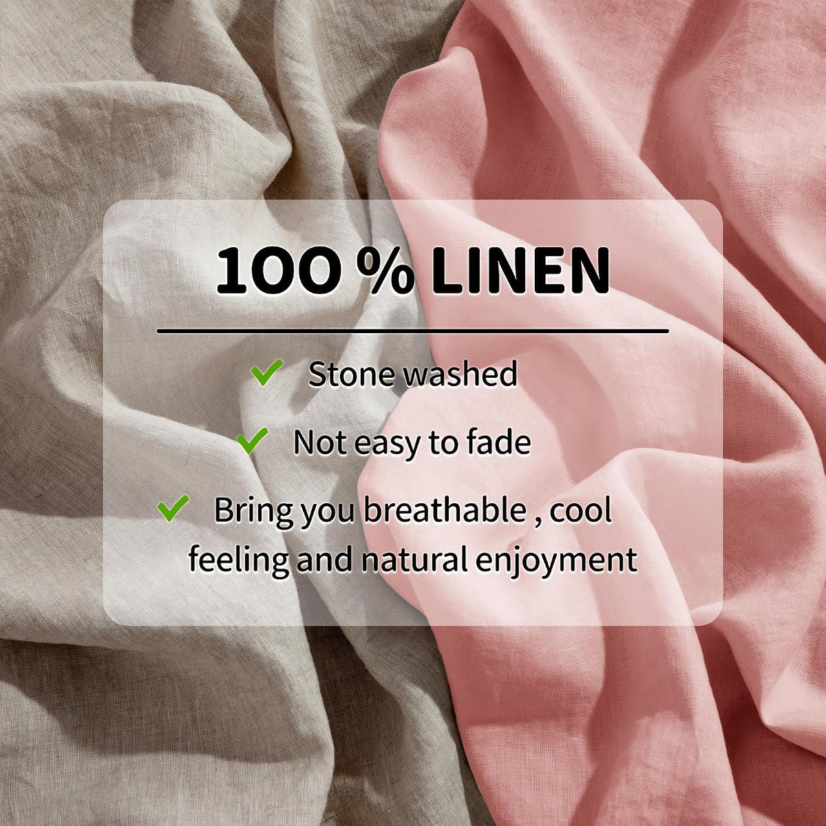 LBRO2M 100% Pure Linen Sheet Set Deep Pocket Up to 16' Bed Sheets Sets, Natural Flax Beddings Soft, Breathable, Comfortable for All Seasons 4 Pcs Sheet Set Queen Size, Blush Pink