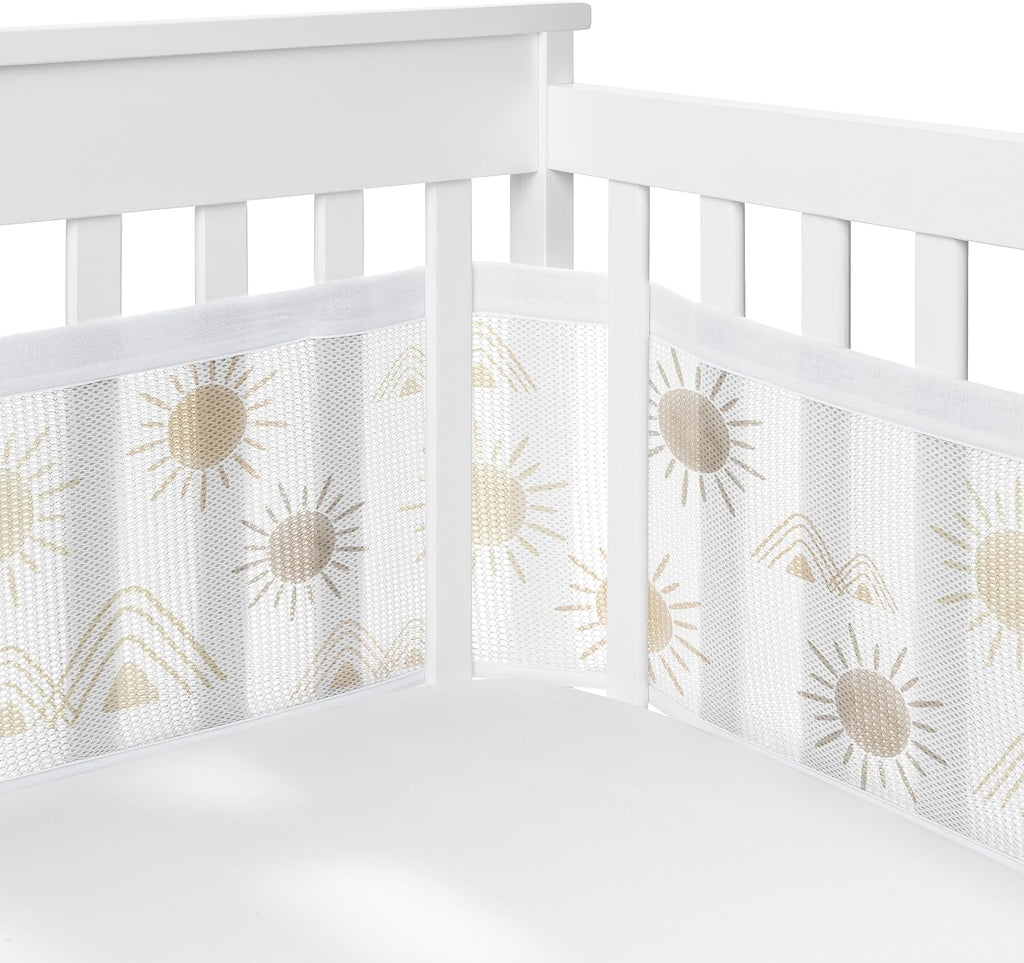 Sweet Jojo Designs Boho Desert Sun Taupe Boy Girl Gender Neutral Baby Crib Bedding Set Infant Nursery Room BreathableBaby Breathable Mesh Crib Liner Blanket Fitted Sheet Skirt 6p Beige Ivory Bohemian
