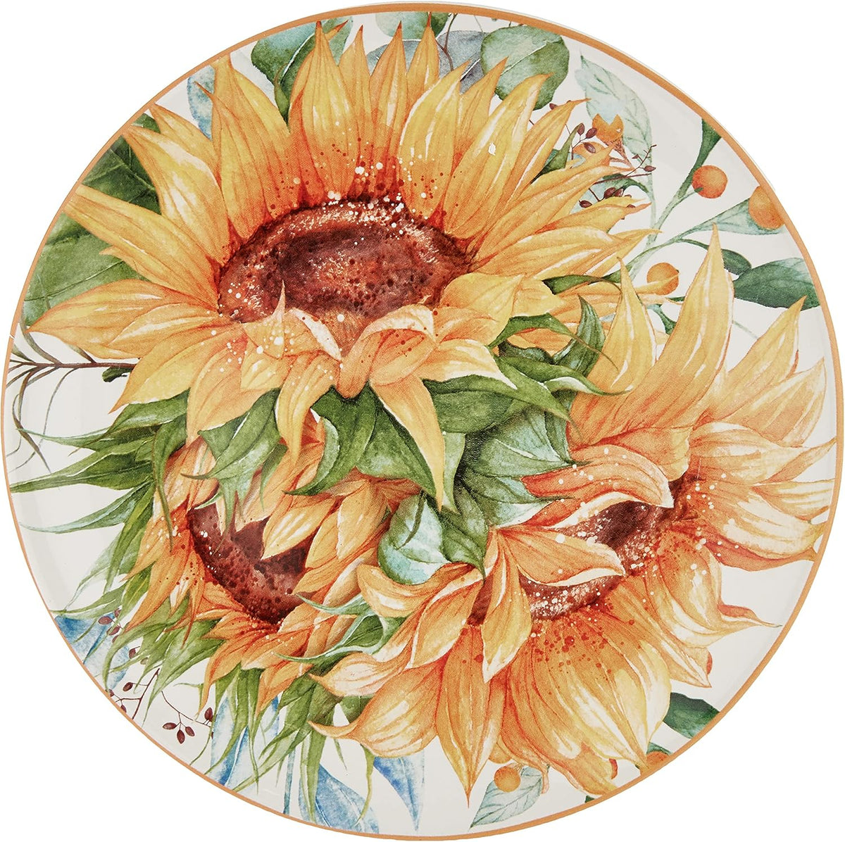 Certified International Sunflower Fields 9' Salad/Dessert Plates, Multi Colored, Medium, Set of 4 (Pack of 3)