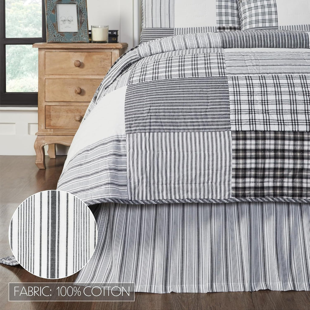 VHC Brands Sawyer Mill Black 8 Piece King Quilt Set (1 Quilt, 2 King Shams, 2 Pillowcase, 2 Euro Shams, 1 Bed Skirt)