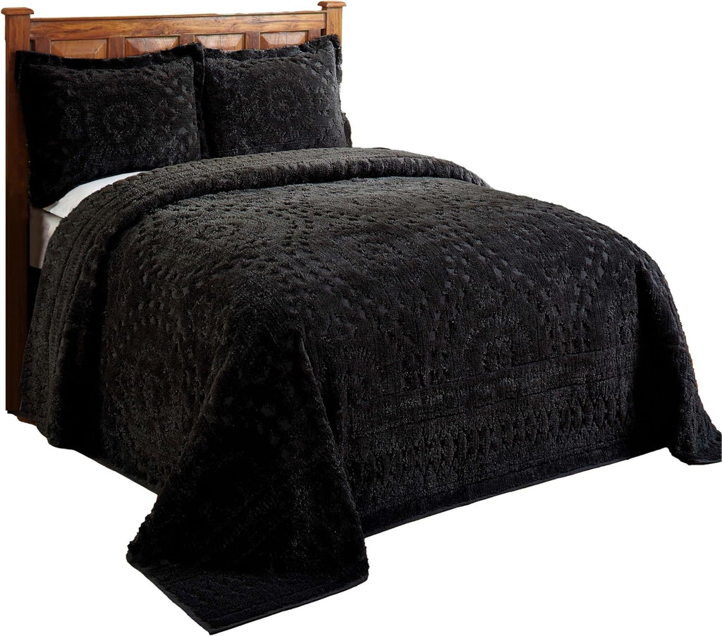 Better Trends 1 Piece Chenille Bedspread King Size 100% Cotton Chenille Bedding Lightweight Medallion Pattern Bedroom Decor Rio Collection