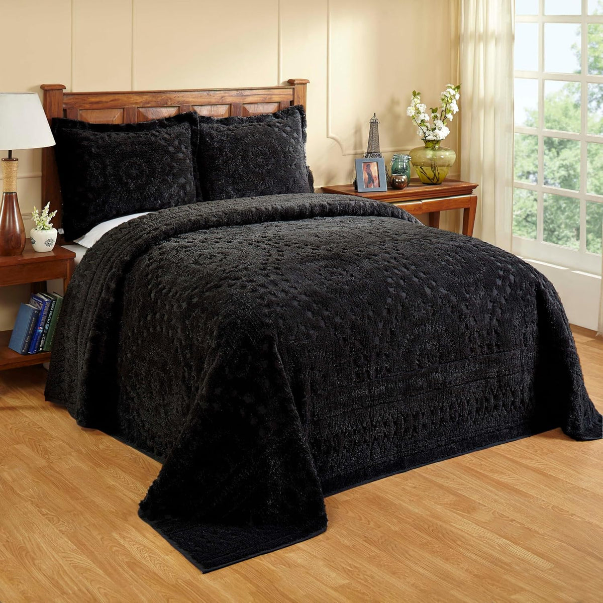 Better Trends 1 Piece Chenille Bedspread King Size 100% Cotton Chenille Bedding Lightweight Medallion Pattern Bedroom Decor Rio Collection