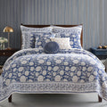 Levtex Home Adare Denim Reversible Twin/Twin XL Quilt Set (68x86in) with 1 Pillow Sham (26x20in) - Floral Bedding - Blue White - Cotton Twin Size Quilt Bedding Set - Lightweight, Soft, Pre-Washed
