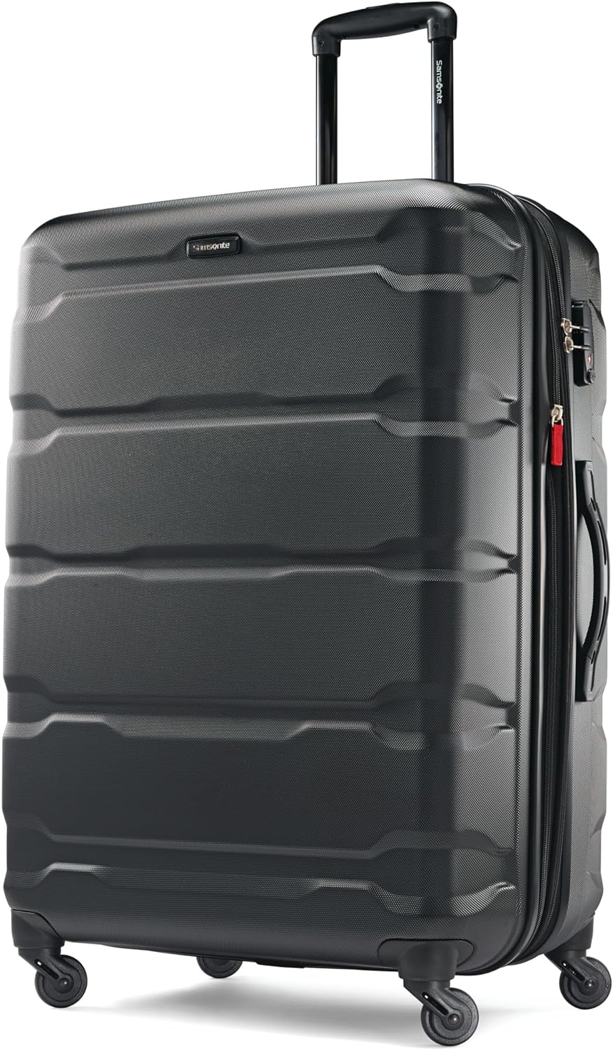Samsonite Omni PC Hardside Expandable Luggage with Spinner Wheels, Black, Checked-Large 28-Inch