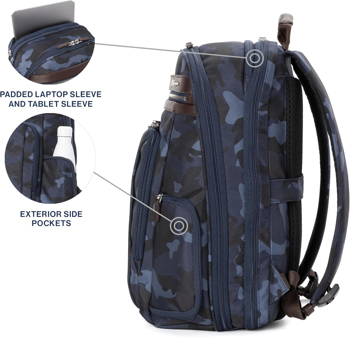 Travelpro Platinum Elite Business Laptop Travel Backpack, Fits up to 16 Inch Laptop, Water Resistant, Men and Women, Navy Camouflage