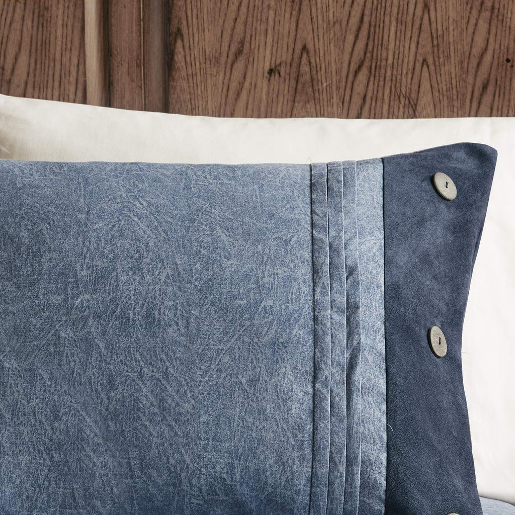 Madison Park Boone Cozy Comforter Set, Faux Suede, Deluxe Hotel Styling All Season Down Alternative Bedding Matching Shams, Decorative Pillow, King (104 in x 92 in), Rustic Dark Navy 7 Piece