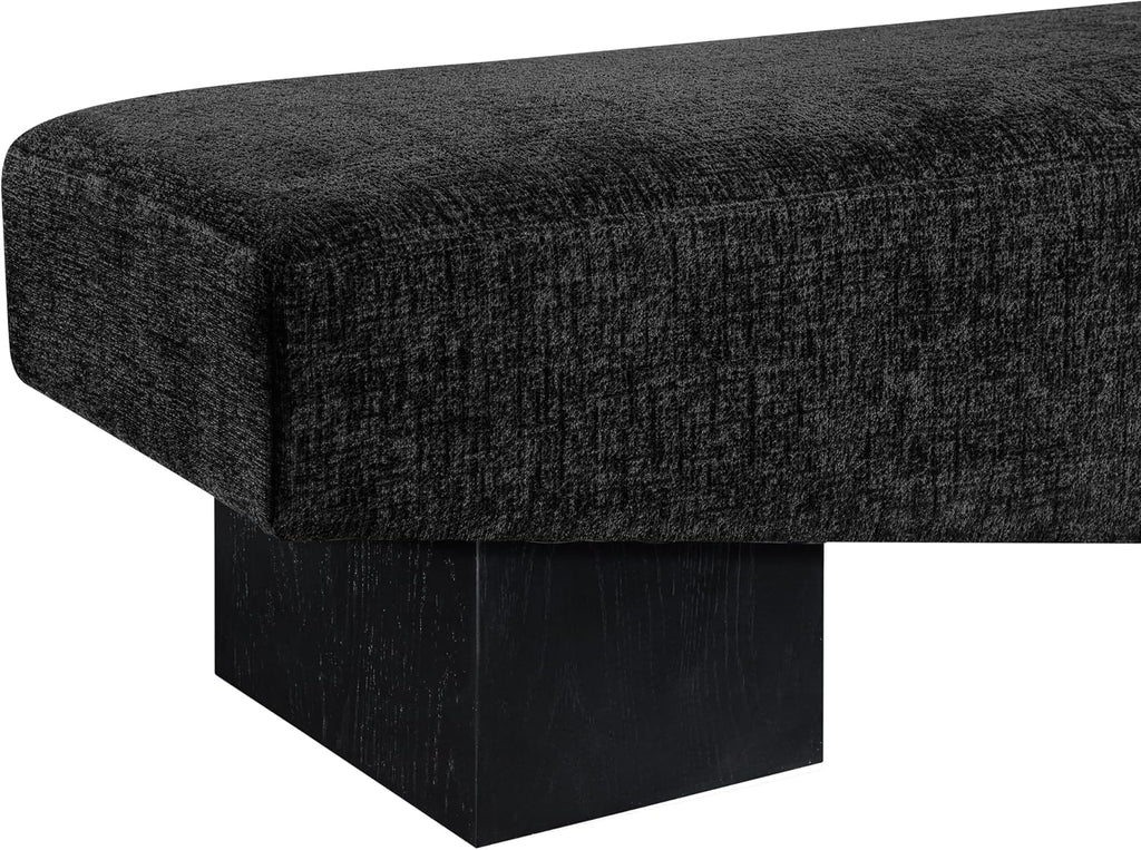 Meridian Furniture 22058Black Alora Collection Art Deco Bench with Soft Polyester Fabric, Black Finish Solid Wood Frame, 60.5' W x 18' D x 18' H, Black