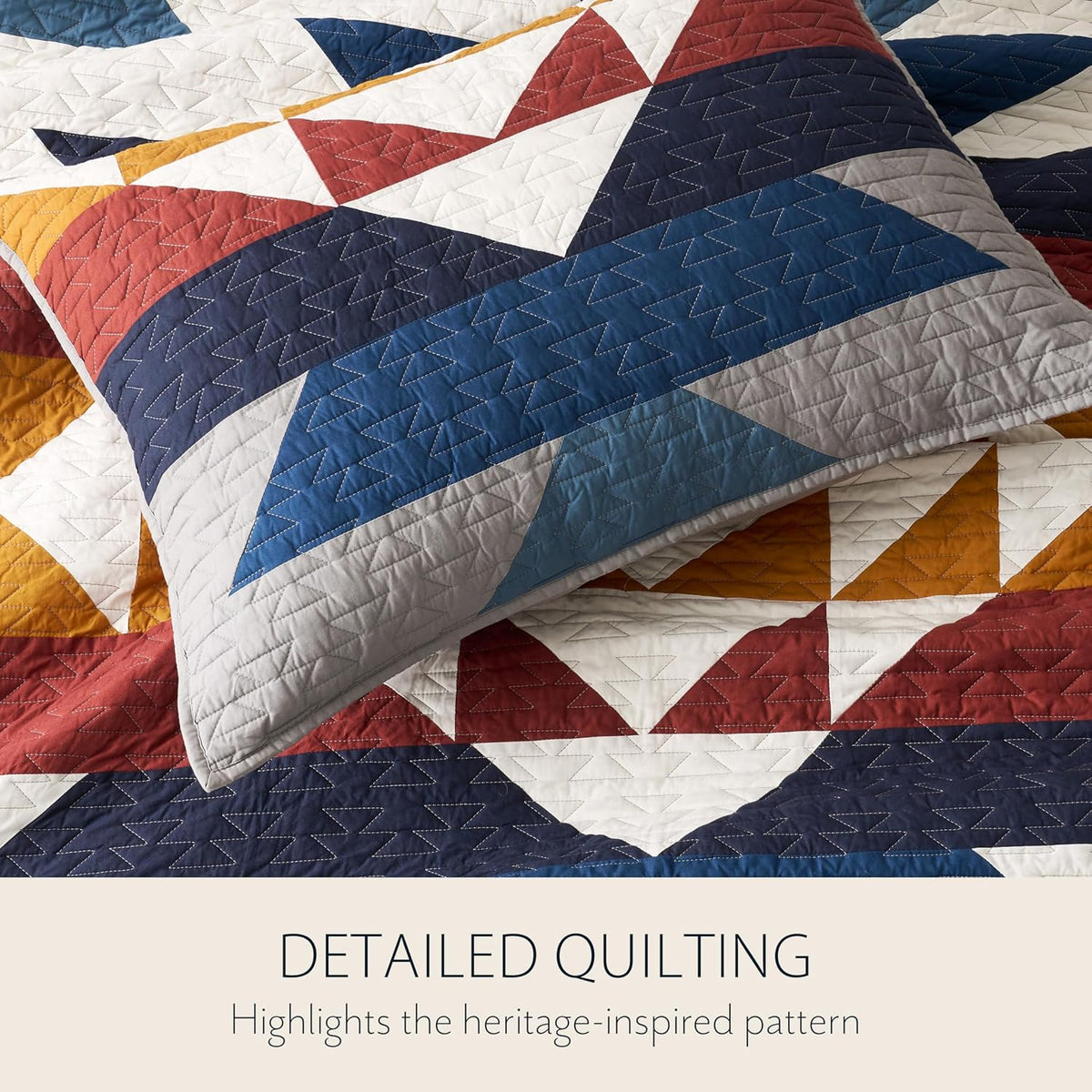 PENDLETON Explorer King Quilt Bedding Set with 2 Shams Premium Cotton Bedding, Lightweight Quilted Bedspreads, Coverlet for Bed, Aztec & Western Quilt, Machine Washable, King, Blue Grey Multi