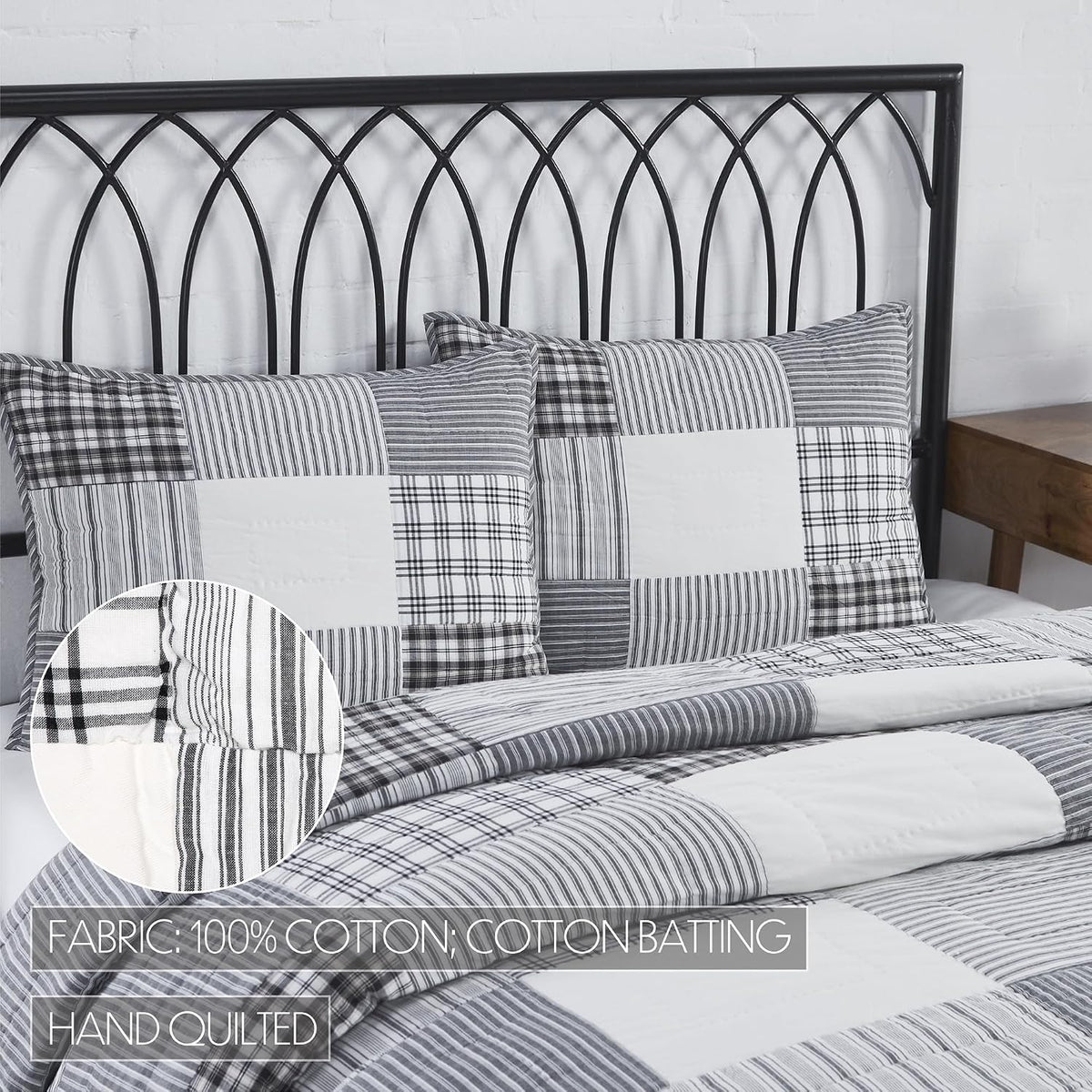 VHC Brands Sawyer Mill Black 8 Piece Twin Quilt Set (1 Quilt, 2 Standard Shams, 2 Standard Pillowcase, 2 Euro Shams, 1 Twin Bed Skirt)