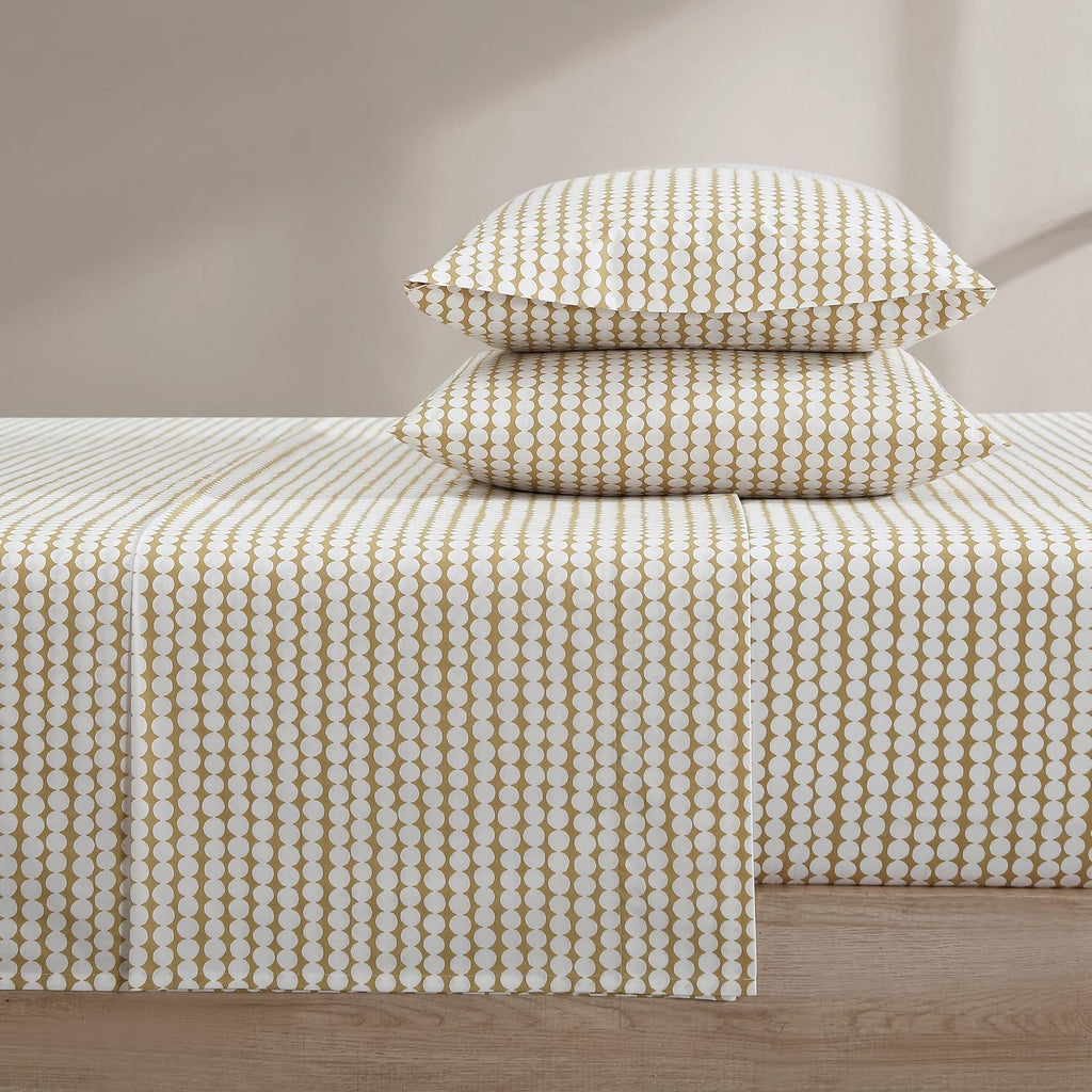 Marimekko - Queen Sheets, Organic Cotton Bedding Set, Luxuriously Soft & Smooth Home Decor, GOTS Certified (Pikku Rasymatto Beige, Queen)
