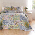 Greenland Home Emma Vintage Style Quilted Bedspread Set, 3-Piece Jumbo Queen, Gray
