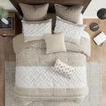 Ink+Ivy King Comforter Set, Chic Chevron Chenille Tufting Accent, Boho Comforters, All Season, Lightweight Cotton Comforter Bedding, 2 Shams, Mila, Cal Taupe 3 Piece
