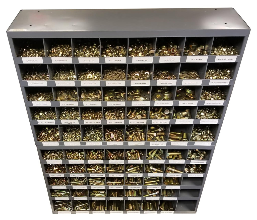 5170 Piece Grade 8 USS Bolt Assortment Hex Head Cap Screws, Flat and Lock Washers, Hex and Lock Nuts with (2) 40 Hole Bins