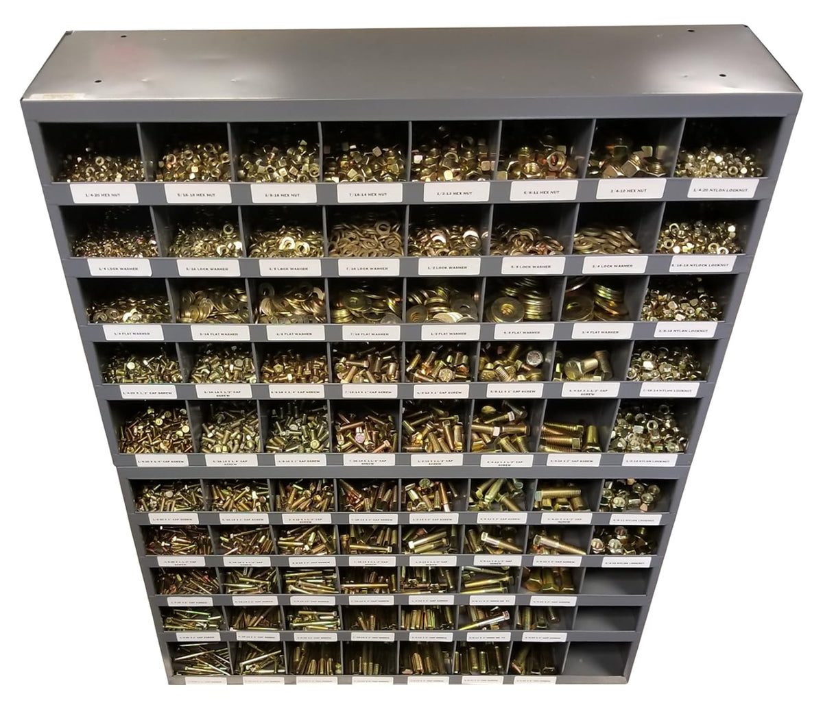 5170 Piece Grade 8 USS Bolt Assortment Hex Head Cap Screws, Flat and Lock Washers, Hex and Lock Nuts with (2) 40 Hole Bins
