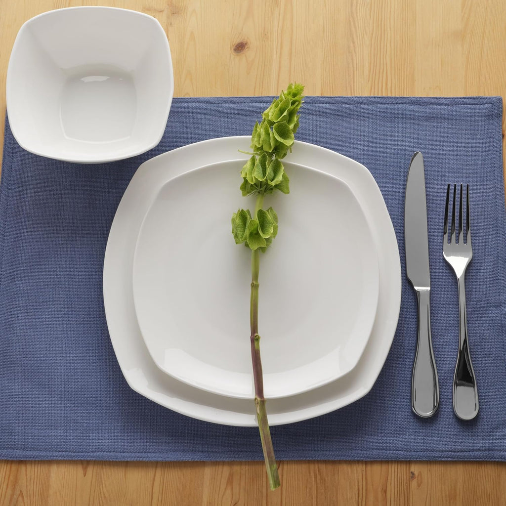 Everyday White by Fitz and Floyd Nevaeh Soft Square 12 Piece Dinnerware Set, Service for 4