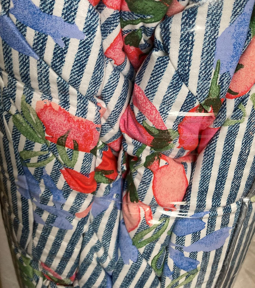 Lauren Ralph Lauren Maggie Floral Stripe Full Queen 3 pc Comforter Set Shams Blue Pink White