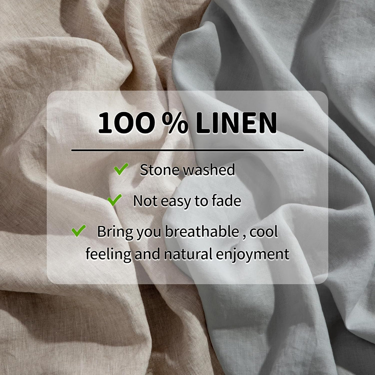 LBRO2M 100% Pure Linen Sheet Set Deep Pocket Up to 16' Bed Sheets Sets, Natural Flax Beddings Soft, Breathable, Comfortable for All Seasons 4 Pcs Sheet Set Queen Size, Linen