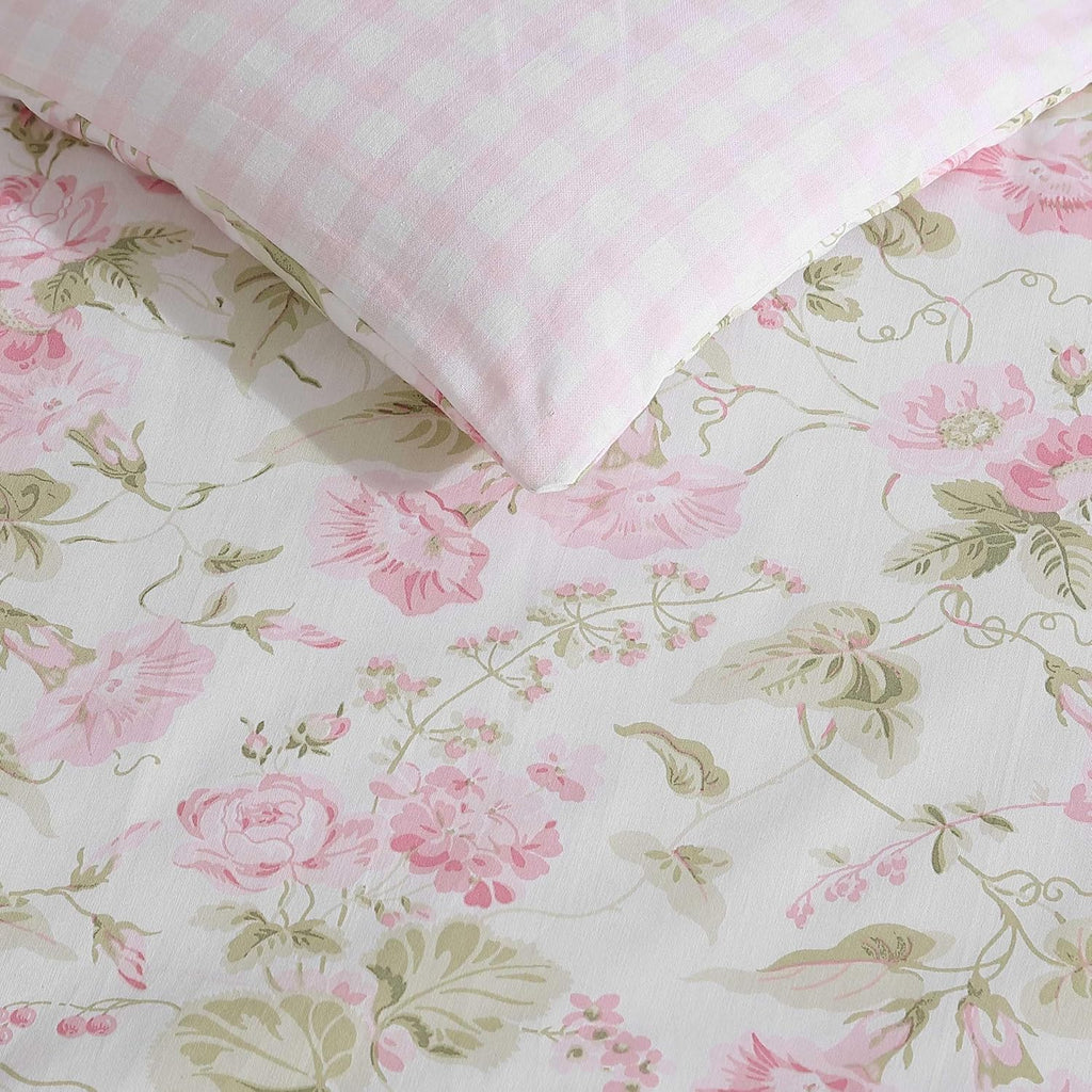 Laura Ashley - King Comforter Set, Luxuriously Soft Bedding with Matching Shams, Coquette Room Decor (Morning Gloria Pink, King)