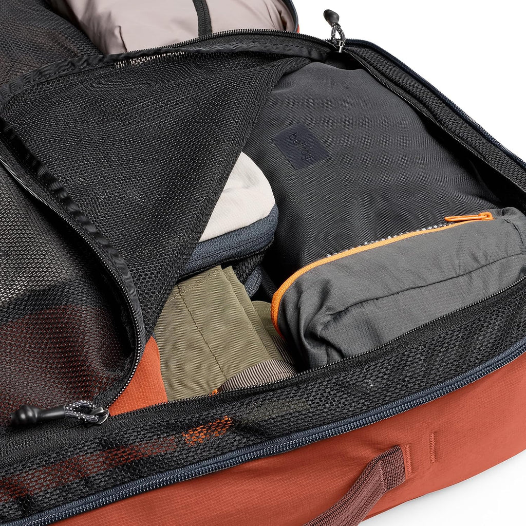 Bellroy Lite Travel Pack 38L (carry-on backpack, large travel backpack for international travelers, with laptop pocket, interior packing cells and tuck-away shoulder straps) - Clay