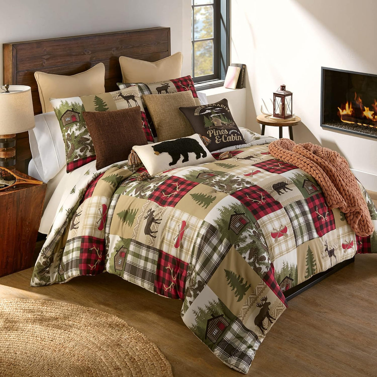 Donna Sharp Cedar Lodge-King Comforter Set, Measures 104 x 96, Includes 1 Comforter and 2 King Shams, Machine Washable