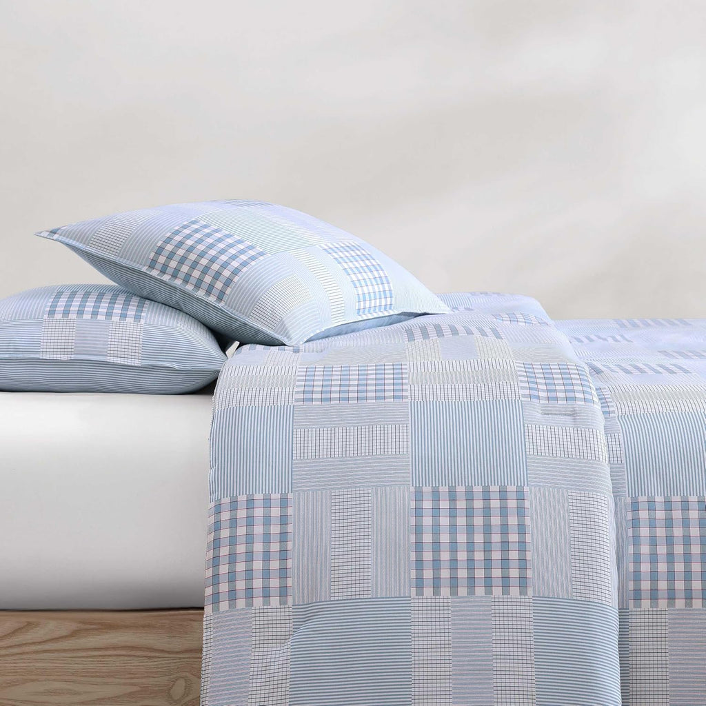 Tommy Hilfiger - Full/Queen Comforter Set, Cotton Textured Bedding with Matching Shams, Medium Weight Bed Set, Oeko-TEX Certified (Hamptons Patchwork Blue)