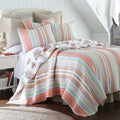 Levtex Home Brighton Coral Full/Queen Cotton Quilt Set Stripe Coastal