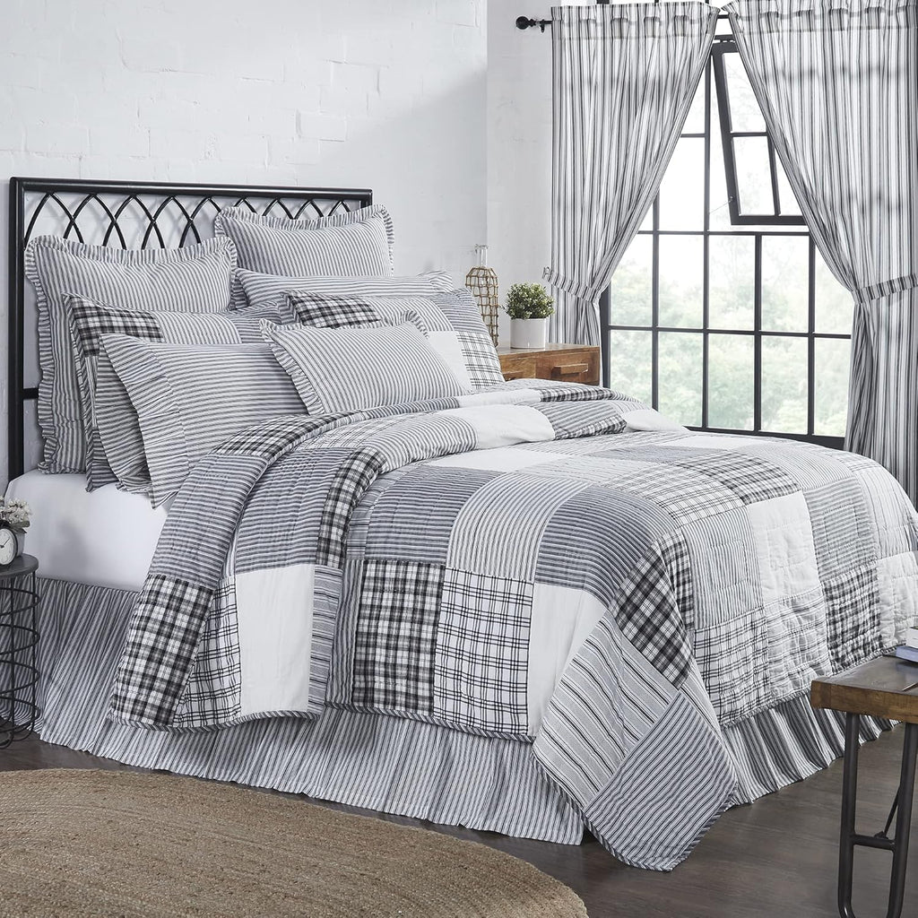 VHC Brands Sawyer Mill Black 8 Piece Twin Quilt Set (1 Quilt, 2 Standard Shams, 2 Standard Pillowcase, 2 Euro Shams, 1 Twin Bed Skirt)