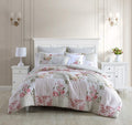 Laura Ashley - Queen Comforter Set, Reversible Cotton Bedding, Includes Matching Shams with Bonus Euro Shams & Throw Pillows (Ailyn Pink, Queen)