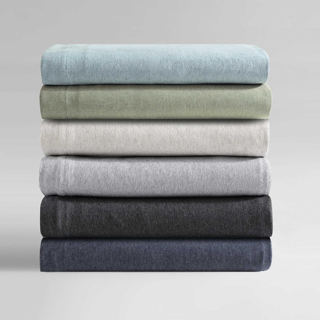 Calvin Klein - Queen Size Sheets Set, Naturally Soft Cotton-Blend Melange Jersey Bedding - Bed Sheets with Matching Pillowcases & Fitted Sheet (Modern Cotton Aqua)