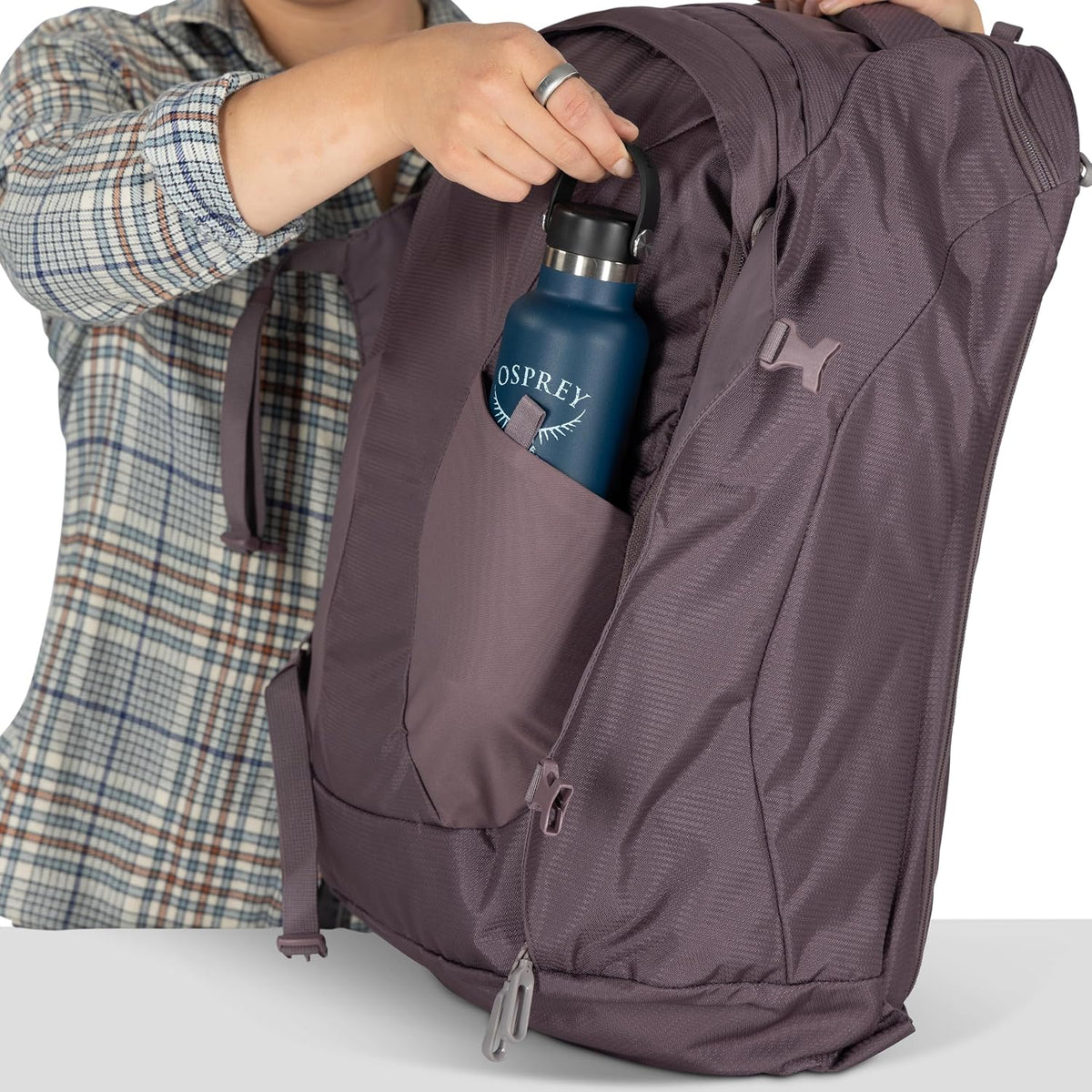 Osprey Fairview 40L Women's Travel Backpack - Carry On Bag with Laptop Sleeve and Toiletry Pocket, Graphite Purple