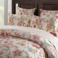 Helthep Vintage King Size 3Pcs Duvet Cover Set Luxury Damask Floral Tropical Exquisite Artistic Girls Bedding Set 1 Duvet Cover + 2 Pillowcases/Shams Farmhouse Boho Flower 100% Egyptian Cotton Red