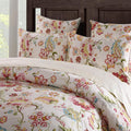 Helthep Vintage Cal King Size 3Pcs Duvet Cover Set Luxury Damask Floral Tropical Exquisite Artistic Girls Bedding Set 1 Duvet Cover + 2 Pillowcases Farmhouse Boho Flower 100% Egyptian Cotton Red