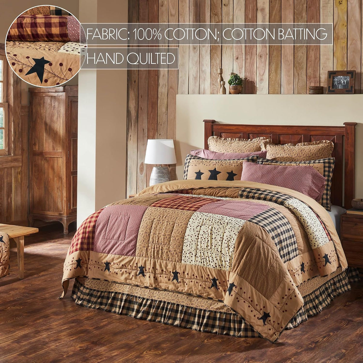 VHC Brands Pip Vinestar 3 Piece Quilt Set (1 Queen Quilt, 2 Standard Shams)