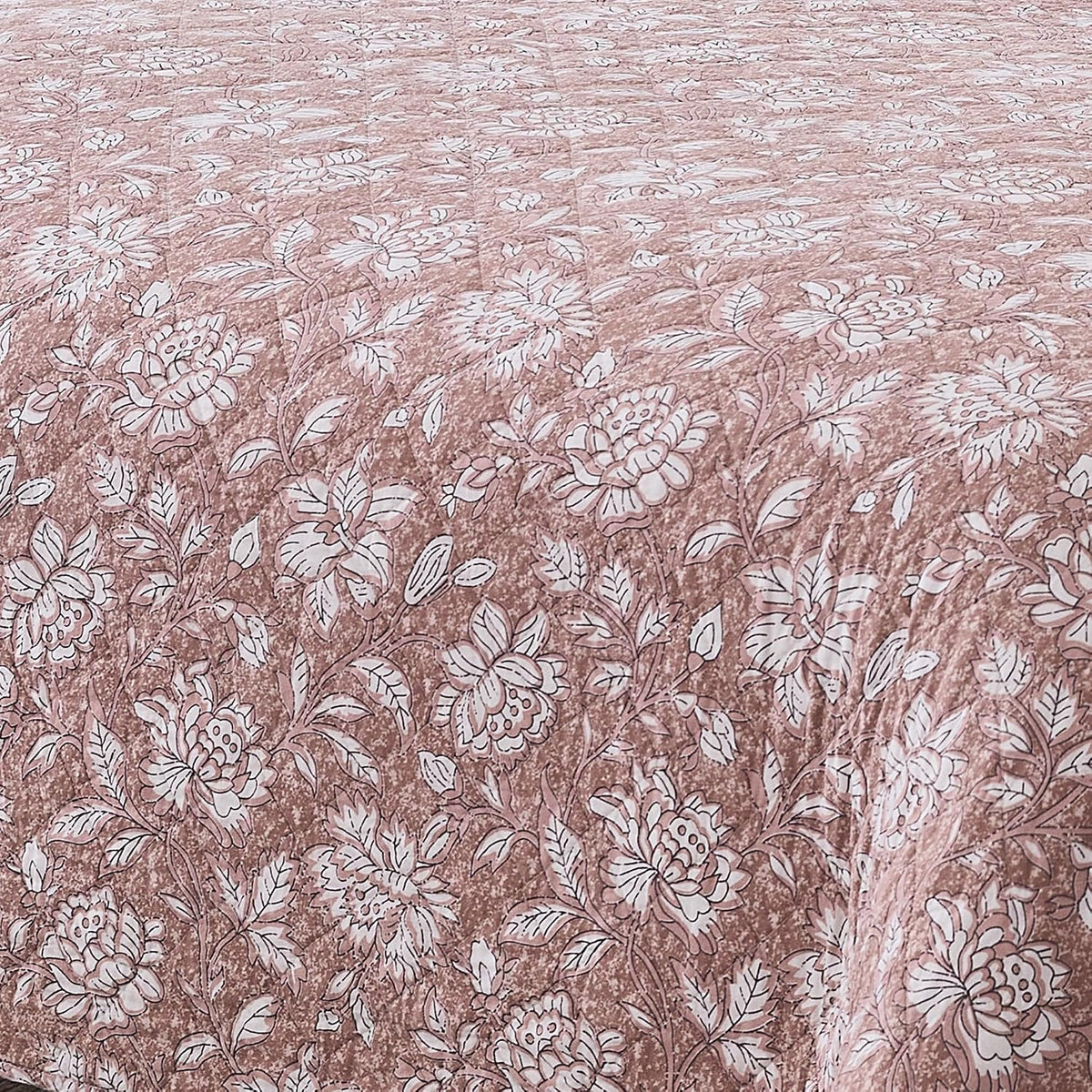 Lush Decor Zara Floral Block Reversible Cotton Quilt 3 Piece Set King/Cal King Terracotta - Floral Bedding Set - Block Print Quilt - Vintage Coquette Decor