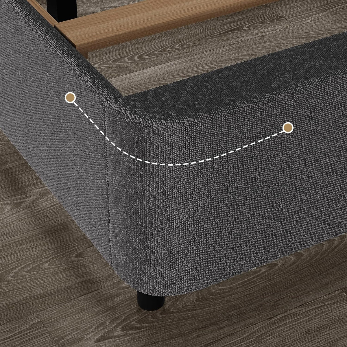 HOMBCK King Size Bed Frame, Boucle Upholstered Bed Frames and Headboard, Soft Bed Frame King with Thickened Footboard, Rounded Corners, No Box Spring Needed, Easy Assembly, Grey