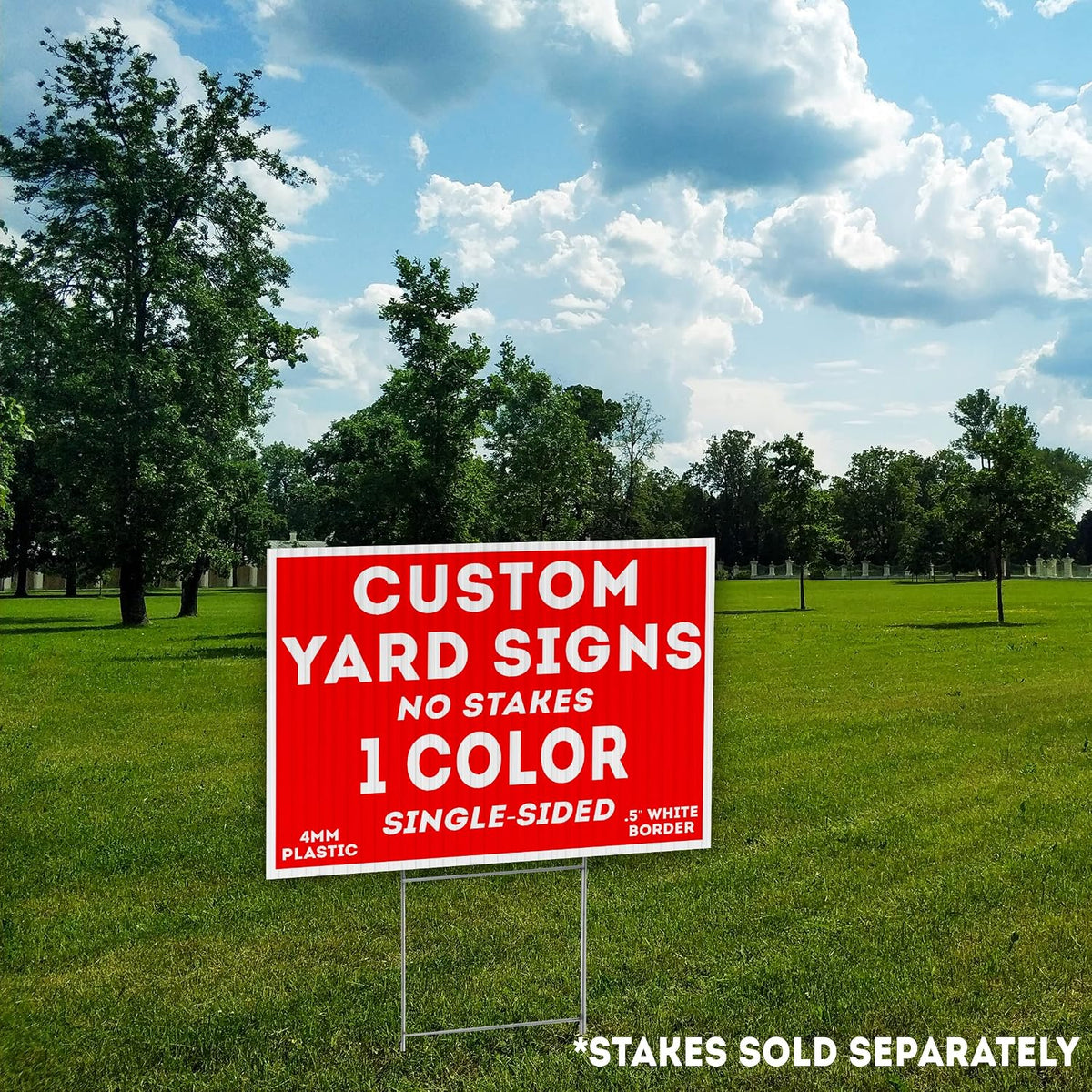 50 Pack of 18' x 24' Custom Single (1) Sided Yard Signs - 24' x 18' Lawn Sign Printing