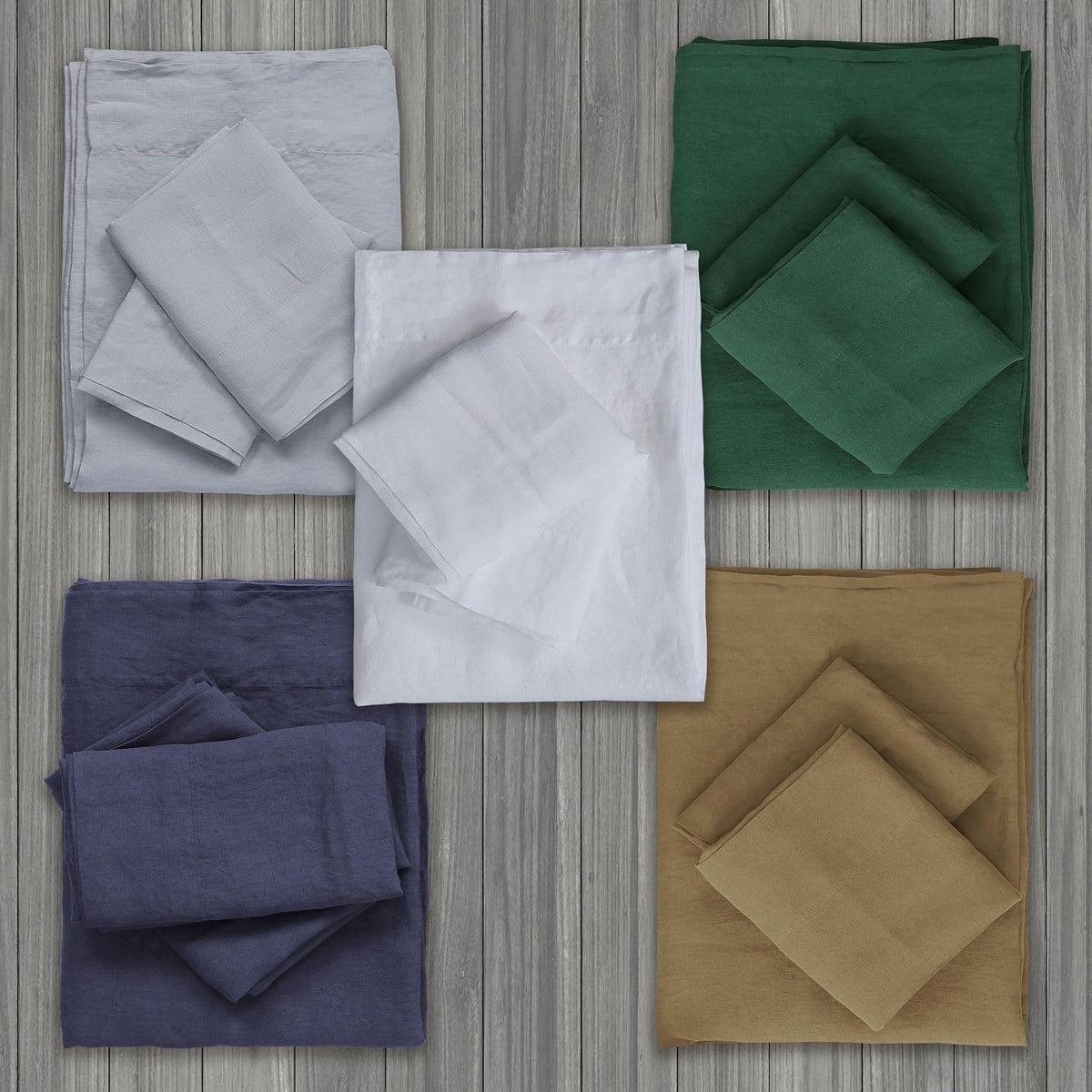 Tribeca Living 100% French Linen 4-Piece Bed Sheet Set, Jade Green, Queen Sheets - Extra Deep Pocket Bed Sheet Set, European Flax Certified, Garment Washed, Solid