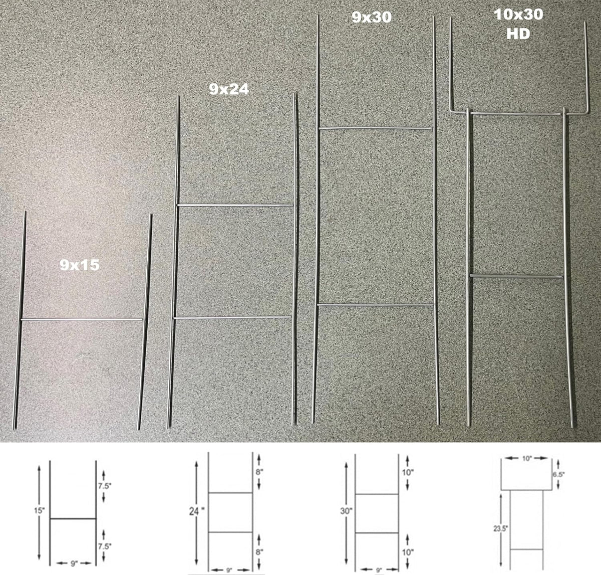 Heavy Duty Yard Sign Stakes, 30 inch Goalpost H Stakes, American Made, Overlap Weld for Maximum Strength, Galvanized Steel (50 Pack)