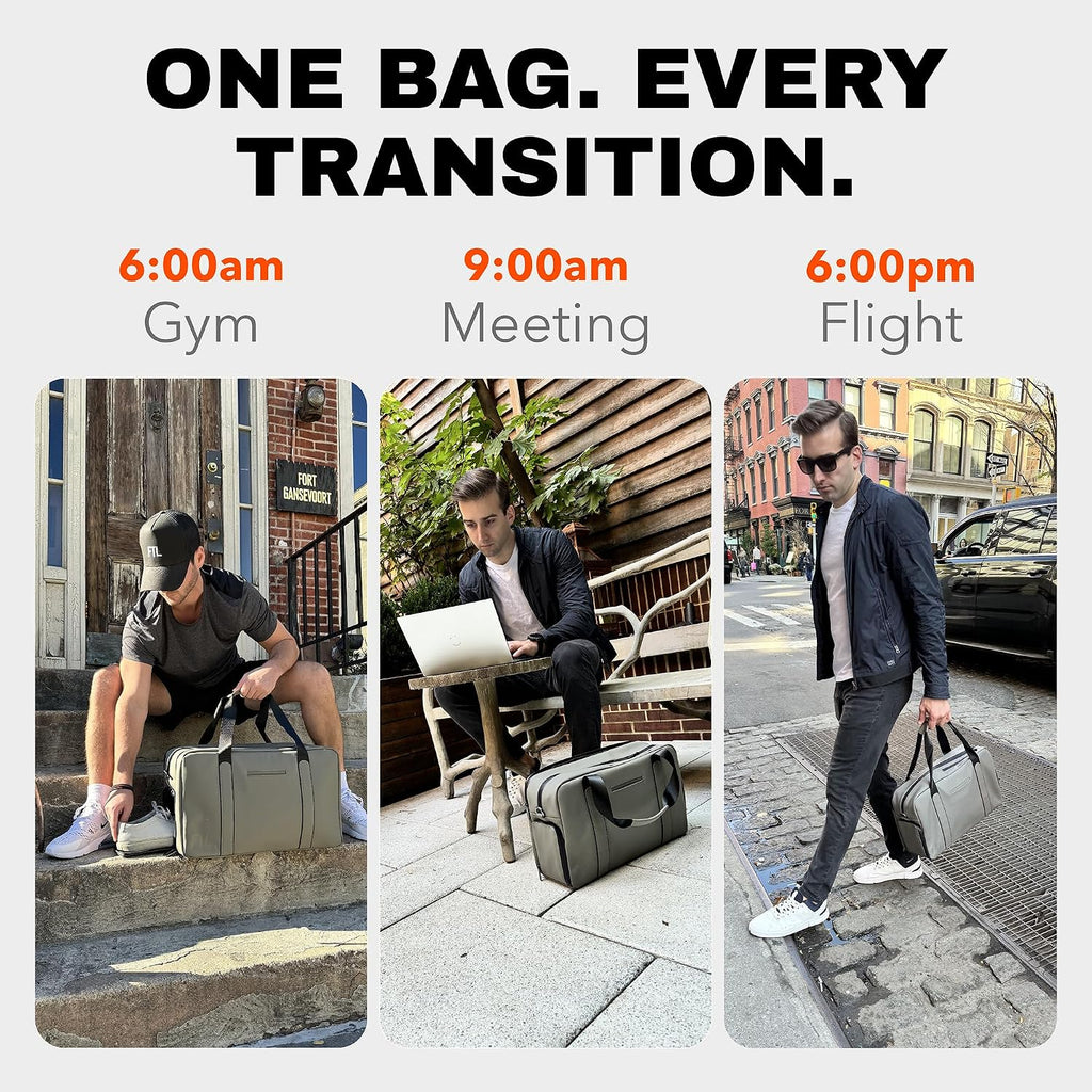 The FTL Pro Mens Travel Bag - 30L Premium Work to Gym Weekender Duffel with Garment Bag, Shoe Space & 18' Laptop Sleeve - Organized Athletic Business Carry On Hybrid, Fits Under Airplane Seat - Grey