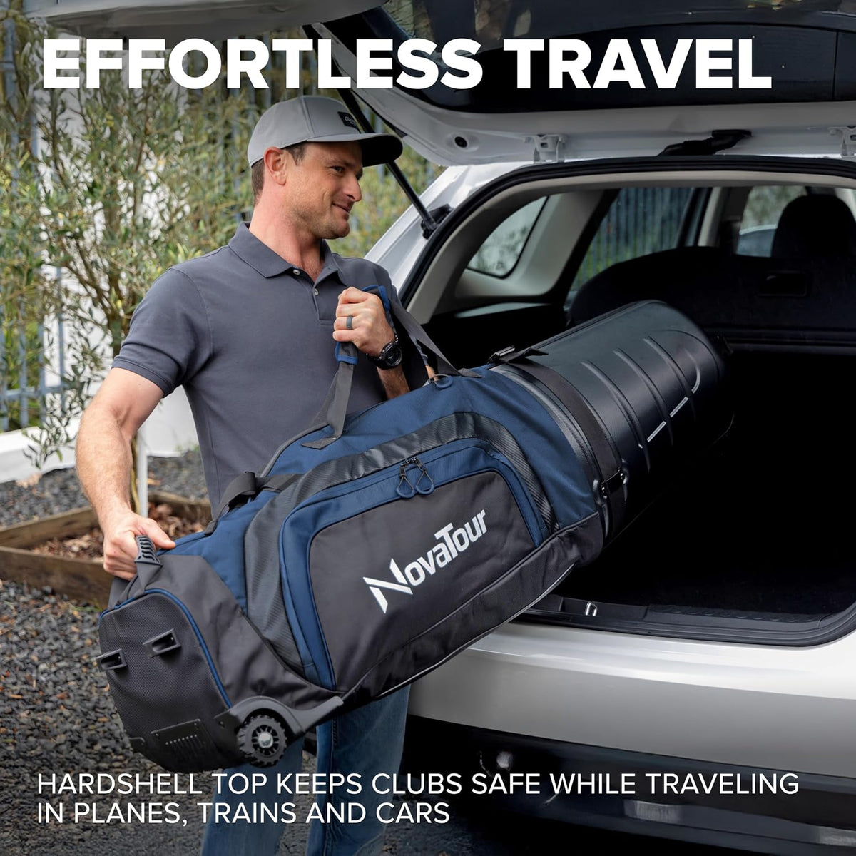Golf Travel Bag for Airlines: Hard Case Top, Waterproof Zippers, 1680D Oxford Fabric, Built-in TSA Lock, Oversized Tank Wheels, Lightweight – Maximum Club Protection